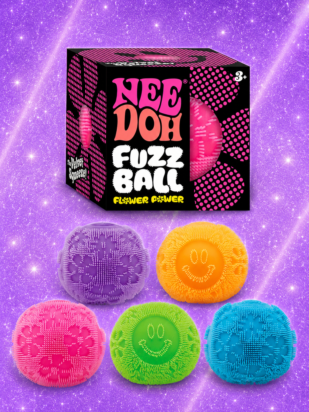 Original NeeDoh Fuzz Ball Flower Power (Qty:1 Assorted Colors)
